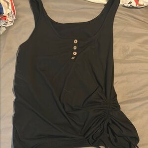 SHEIN Black Asymmetrical Ruched Tank Top